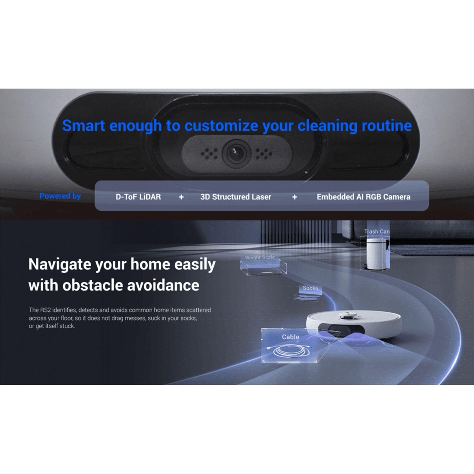 EZVIZ RS2 Robot Vacuum & Mop Combo Smart & Secure Centre