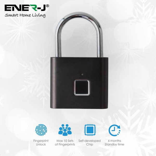 ENER-J Smart Fingerprint Padlock With Long-Life Battery Power SHA5304