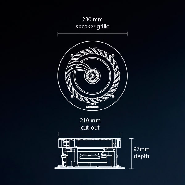 Lithe Audio - Bluetooth Ceiling Speaker Dimensions