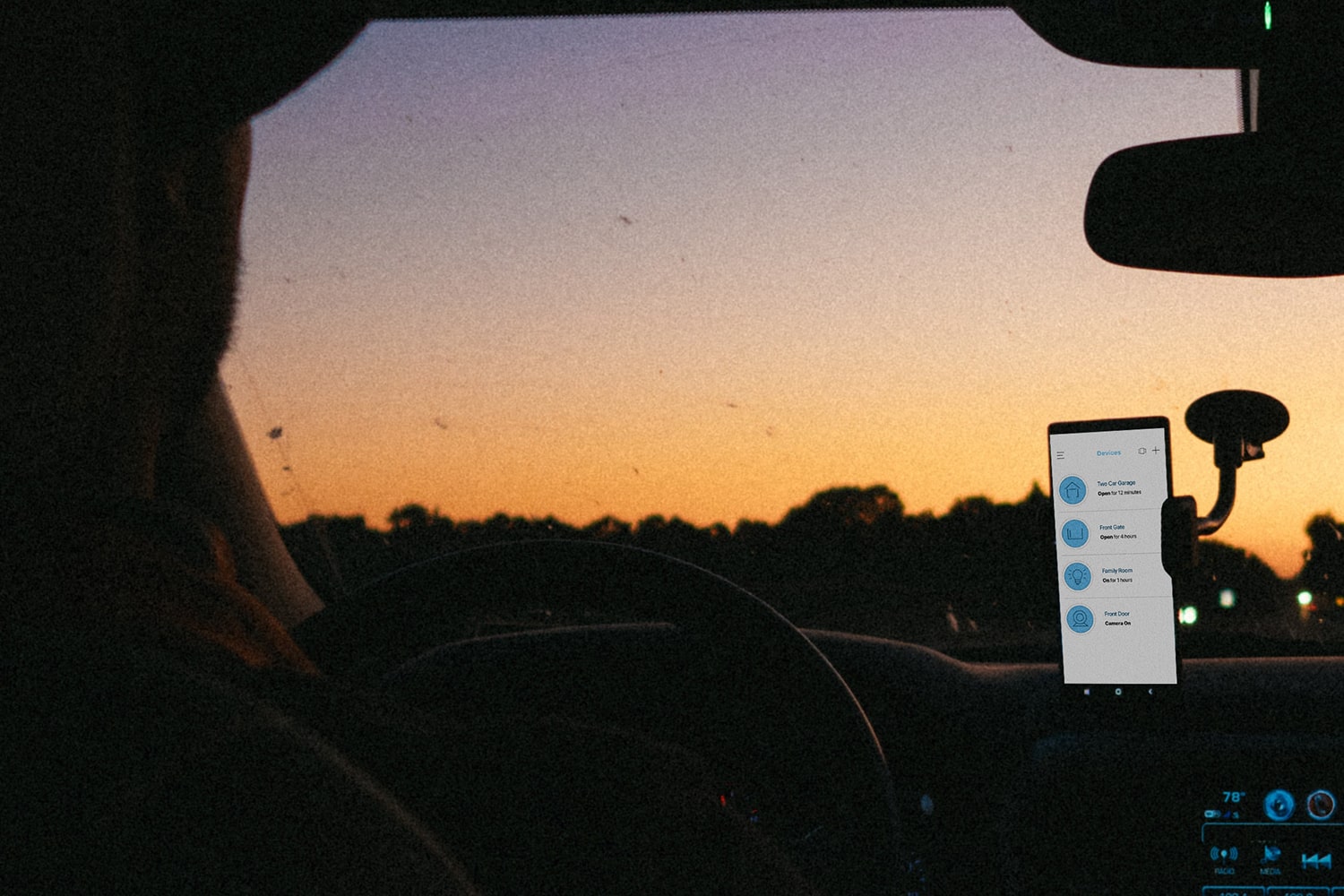 myQ mobile app in car