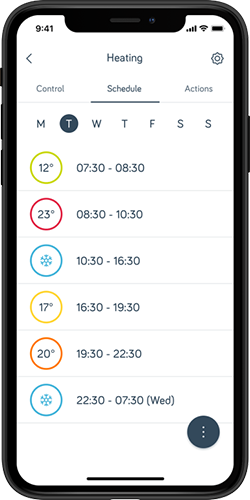 Hive App Heating Daily Schedules