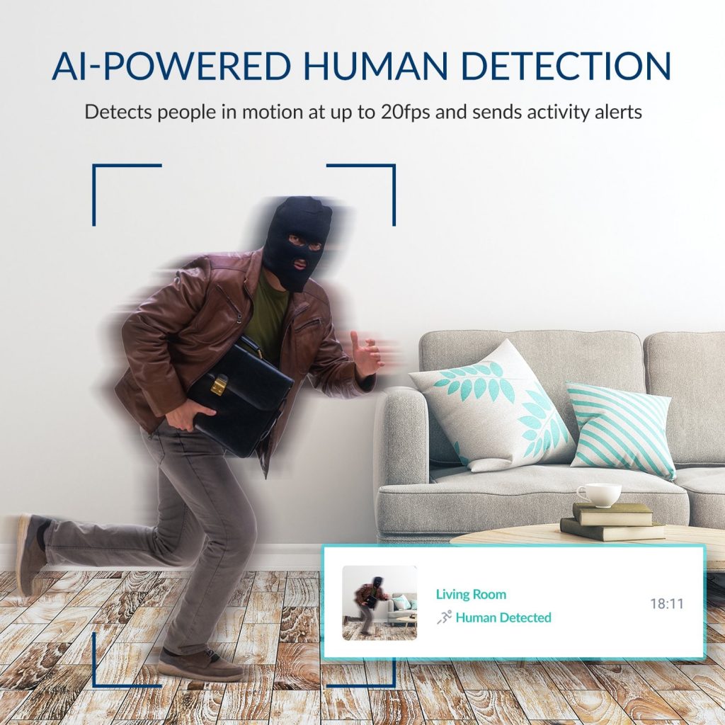 AI-Powered Human Detection - Detects people in motion at up to 20fps and send activity alerts