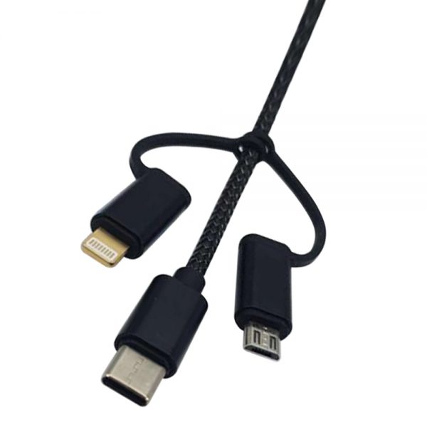 USB 3 in 1 Charge Cable Type C and A to Type C/B