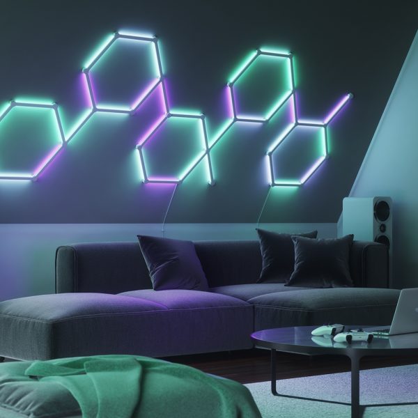 Nanoleaf Lines Setup above sofa