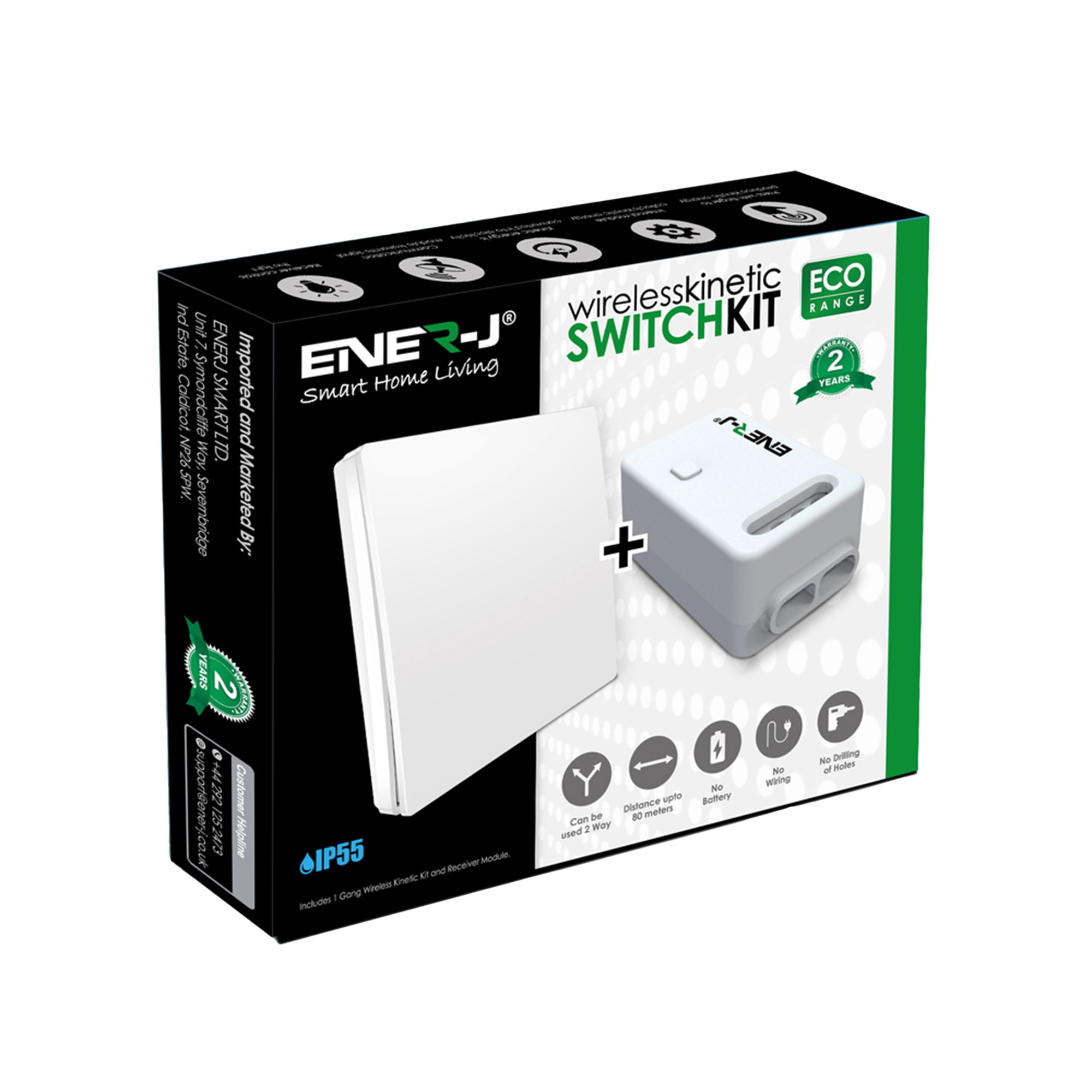 ENERJ Wireless Switch Kit (1 Gang + 5A NonDimmable RF Receiver) Smart & Secure Centre
