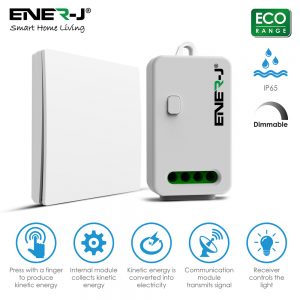 ENER-J 1 Gang Wireless Kinetic Switch + Dimmable & WiFi Receiver Bundle Kit WS1061