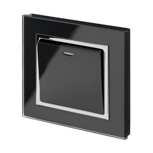 Retrotouch Crystal CT Rocker Light Switch 1G/Int Black