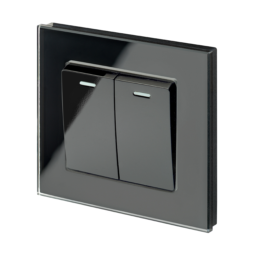 Retrotouch Crystal PG Rocker Light  Switch 2G/Int Black