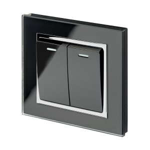 Retrotouch Crystal CT Rocker Light  Switch 2G/Int Black