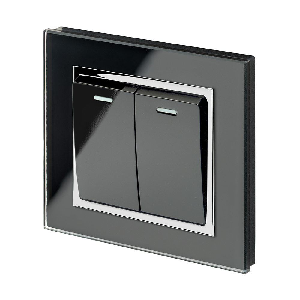 Retrotouch Crystal CT Rocker Light  Switch 2G/Int Black