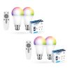 Aurora AOne Bluetooth 2x 8W GLS Dimmable RGB and Tuneable White LED Smart Lamps and Remote Starter Kit (B22 / E27)