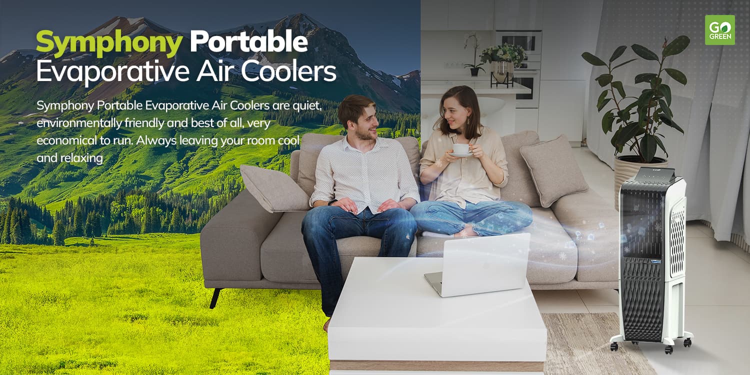 Symphony Portable Evaporative Air Coolers. Symphony Portable Evaporative Air Coolers are quiet, environmentally friendly and best of all, very economical to run. Always leaving your room cool and relaxing.