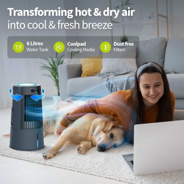 Symphony Duet – Transforming hot & dry air into cool & fresh breeze - 6 Litres Water Tank - Coolpad Cooling Media - Dust free Filters