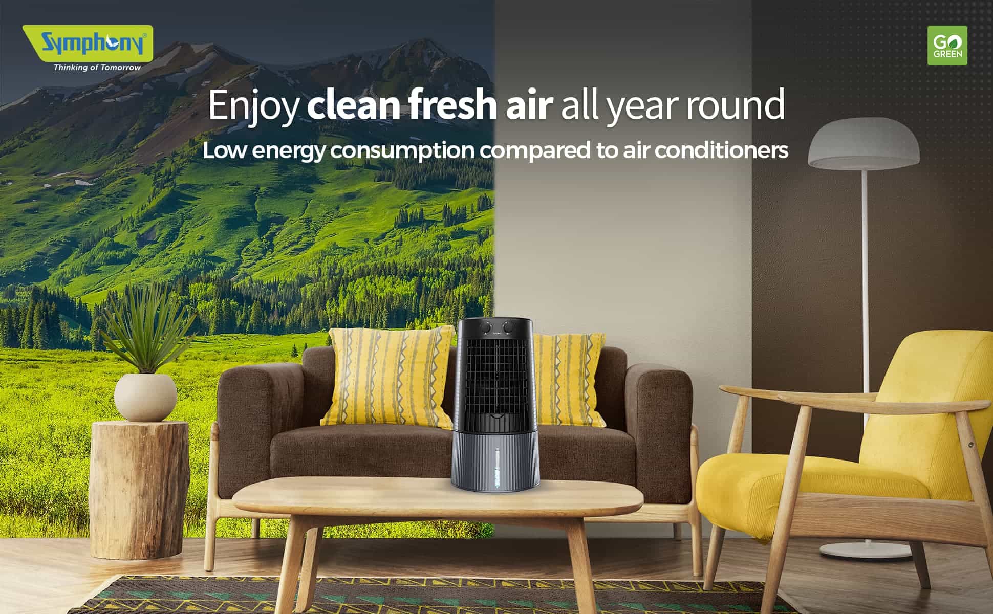 Symphony Duet – Enjoy clean fresh air all year round Low energy consumption compared to air conditioners