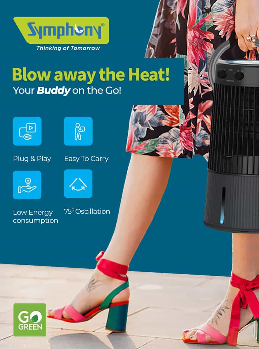 Symphony Duet – Blow away the Heat! Your Buddy on the Go! Plug & Play - Easy To Carry - Low Energy consumption - 75° Oscillation