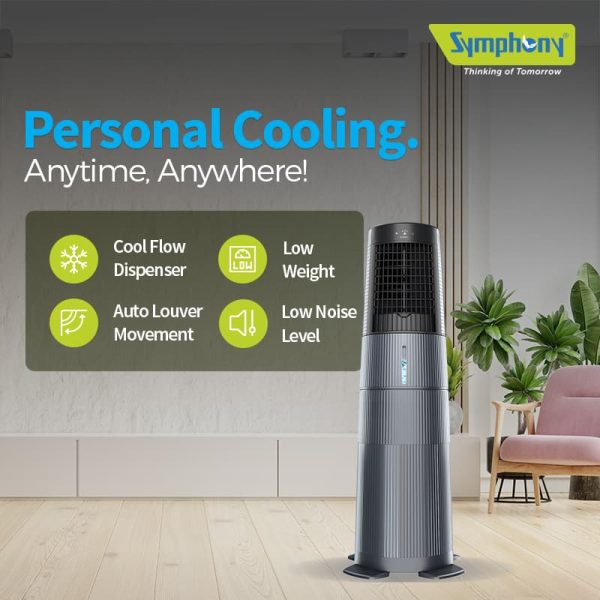 Symphony Duet i-S – Personal Cooling. Anytime, Anywhere! - Cool Flow Dispenser - Auto Louver Movement - Low Weight - Low Noise Level