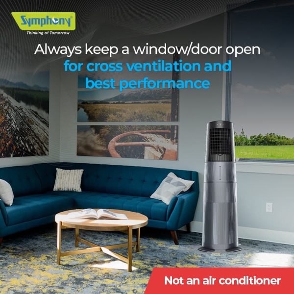 Symphony Duet i-S – Always keep a window/door open for cross ventilation and best performance - Not an air conditioner