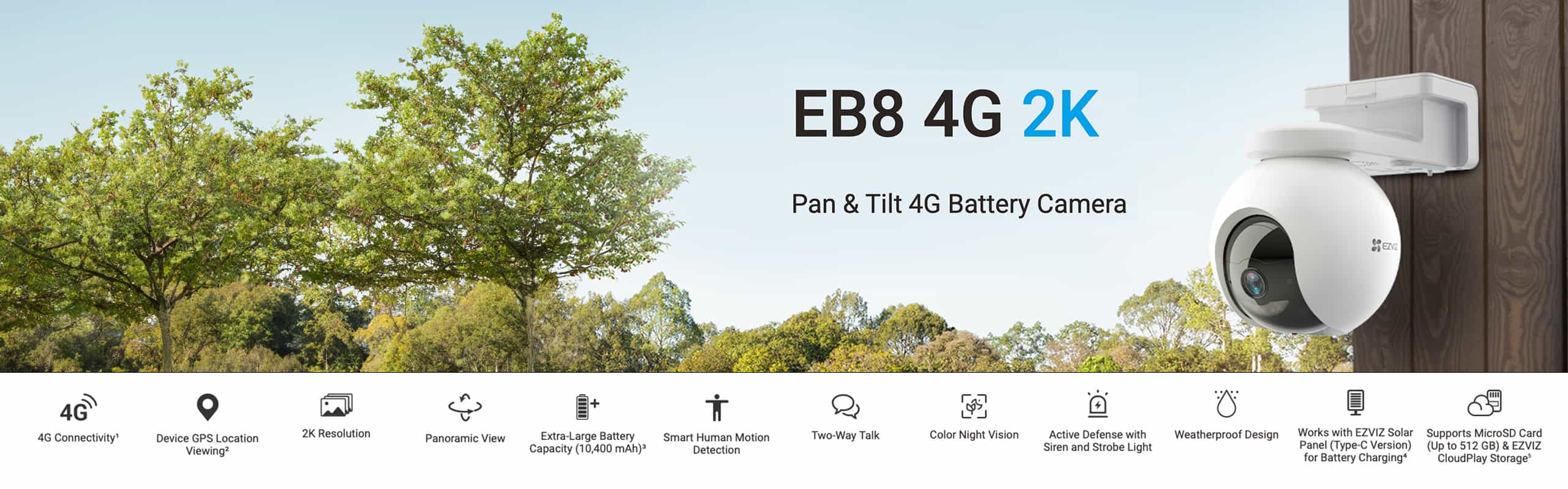 EB8 4G 2K - Pan & Tilt 4G Battery Camera