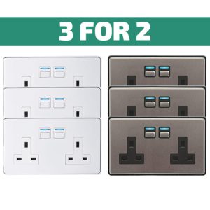 Lightwave Smart Series - Smart Socket 2 Gang (3 For 2 - Easter Offer)