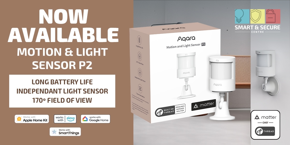 Now available! Aqara Motion & Light Sensor P2. Long battery life, independent light sensor, 170 degree field of view. Works with Apple HomeKit. Works with Alexa. Works with Google Home. Works with SmartThings. Matter over Thread.