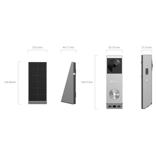 EZVIZ EP3x Pro 2K Battery-Powered Video Doorbell with Solar Panel