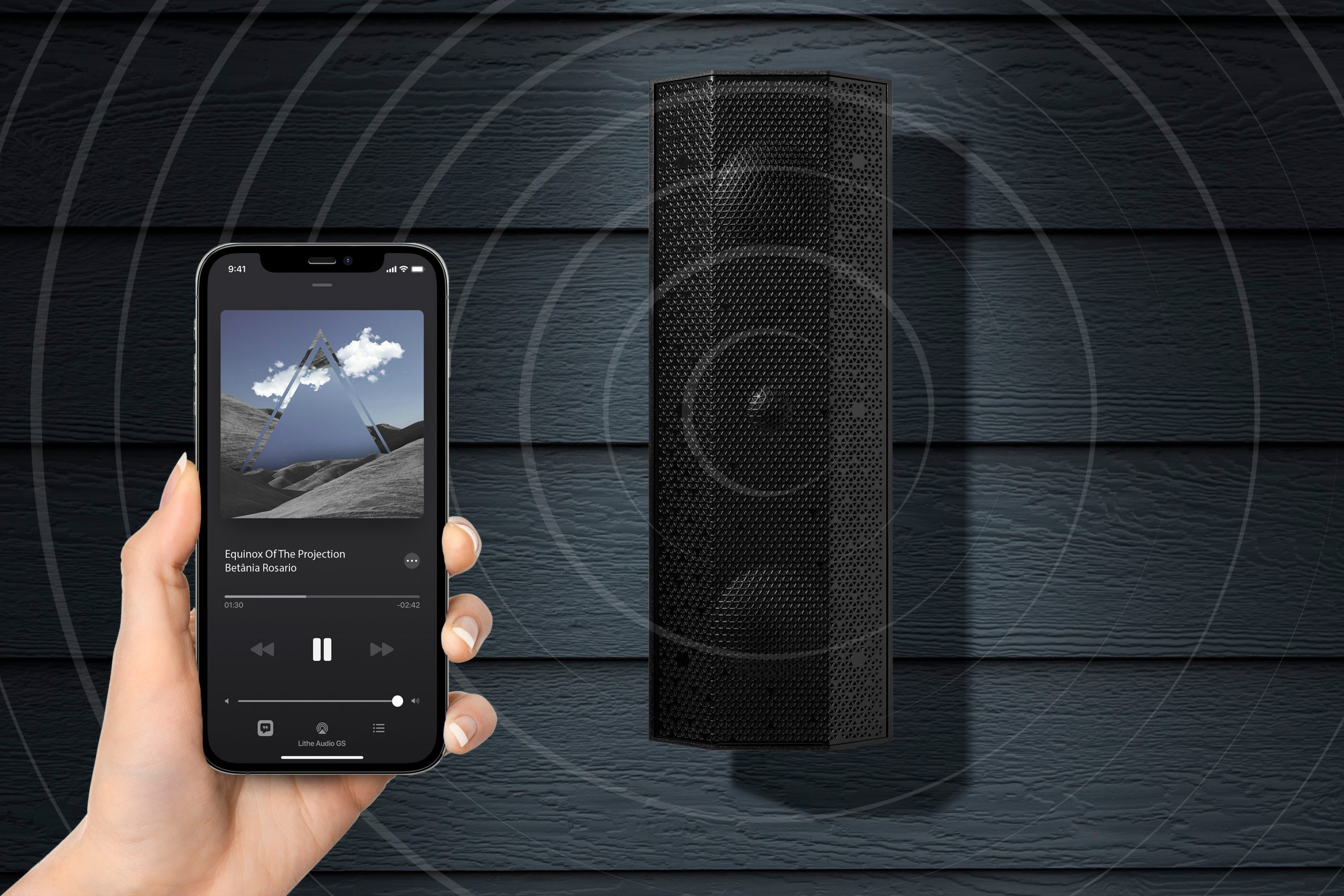 Phone-On-Wall-Black-Soundwaves